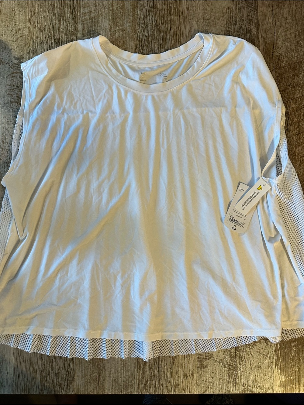 XL Women's White Mesh-Back Sleeveless Top